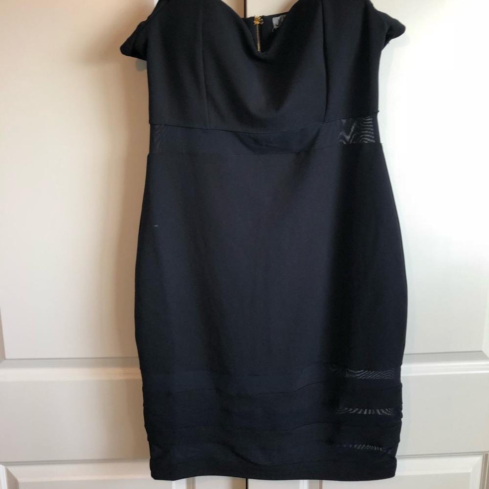 Tight Black off the shoulder dress W/ mesh details